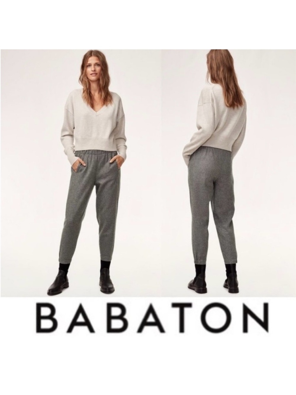 Aritzia Babaton Dexter Wool Pants Small Grey Tailored Trouser Small Work Pant